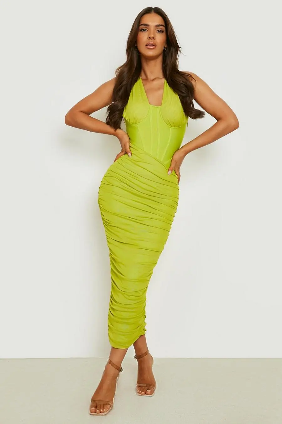 Bandage Ruched Bodice Midi Dress
