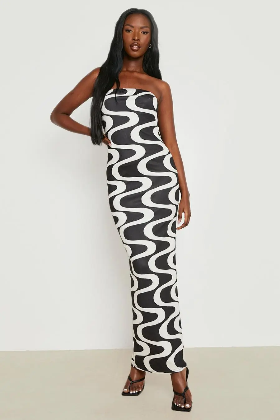 Bandeau Wave Print Maxi Dress