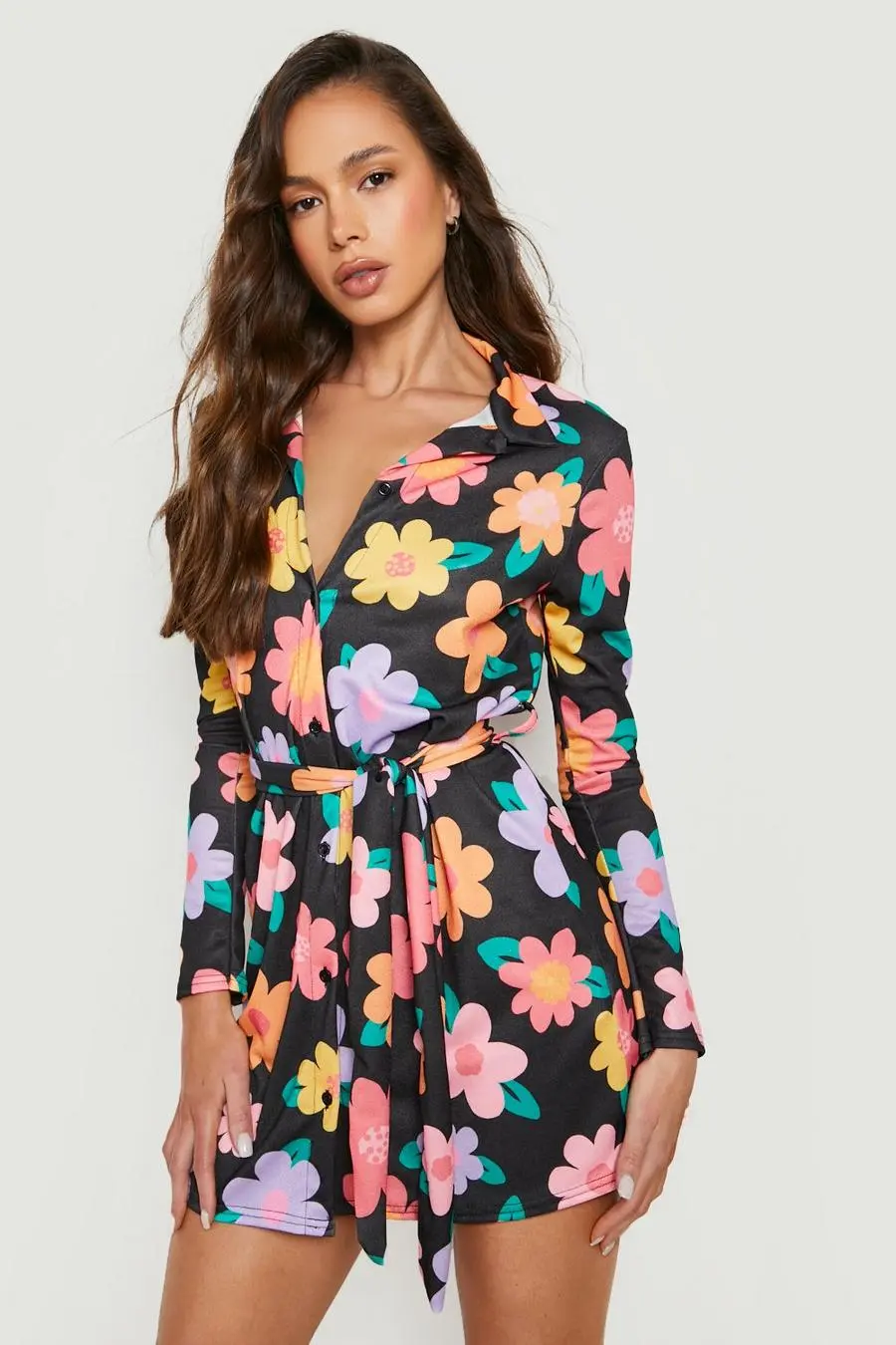 Floral Tie Waist Shift Dress