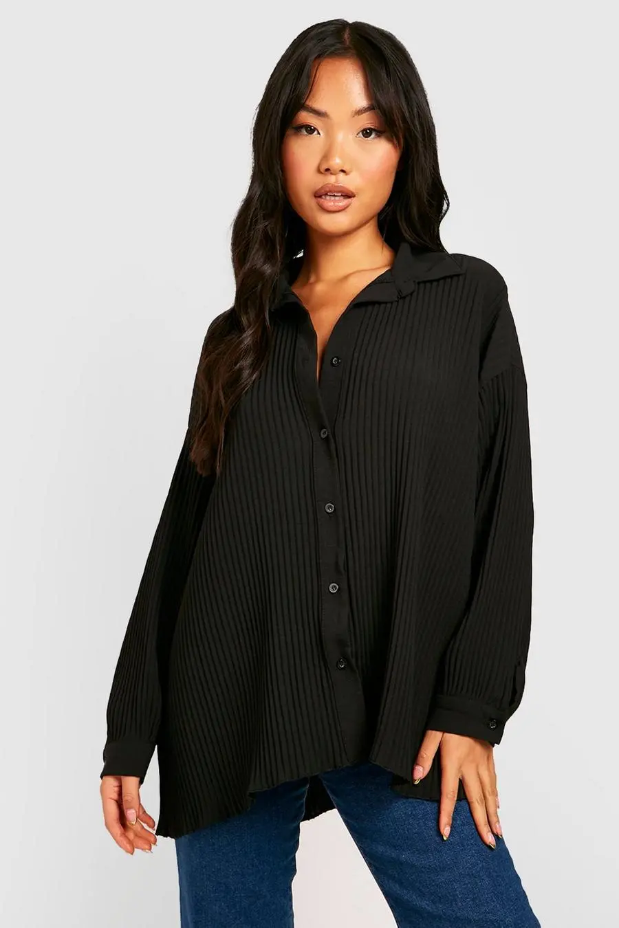 Petite Plisse Shirt Dress