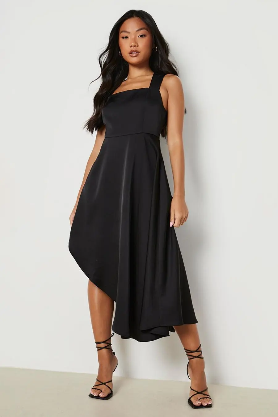 Petite Premium Satin Skater Dress