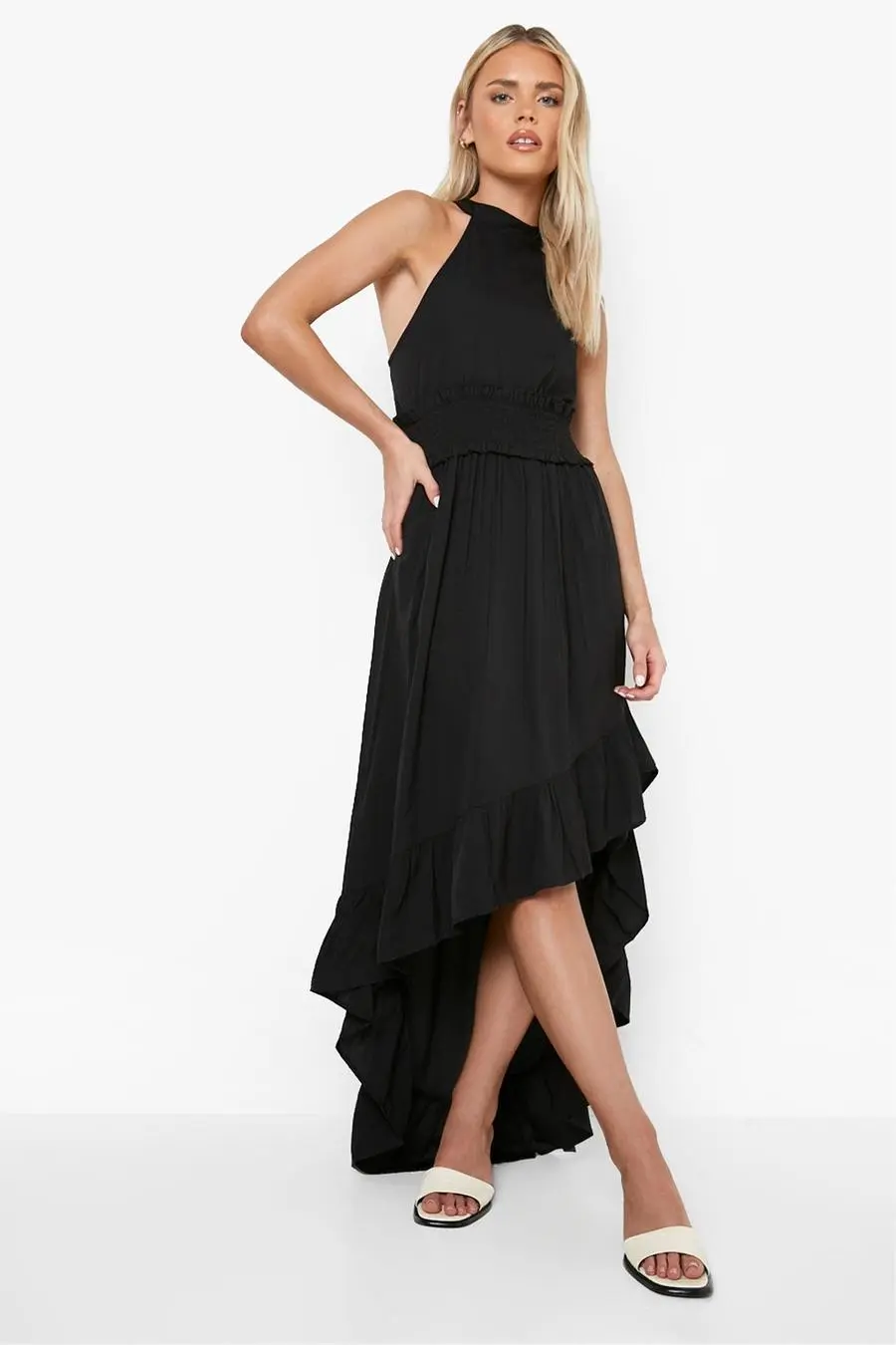 Petite Ruffle Hem Shirred Waist Maxi
