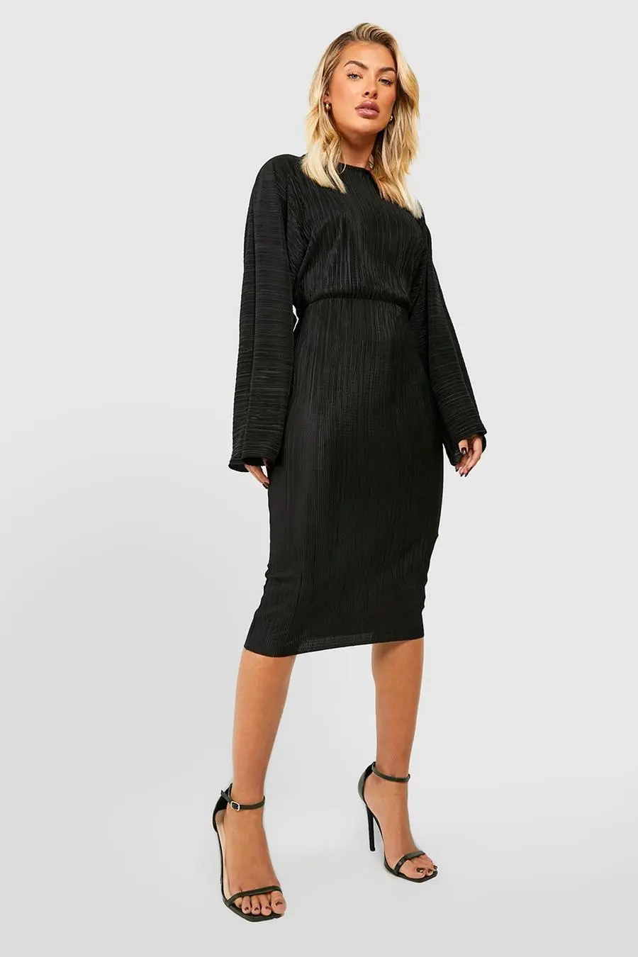 Plisse Cape Shift Dress