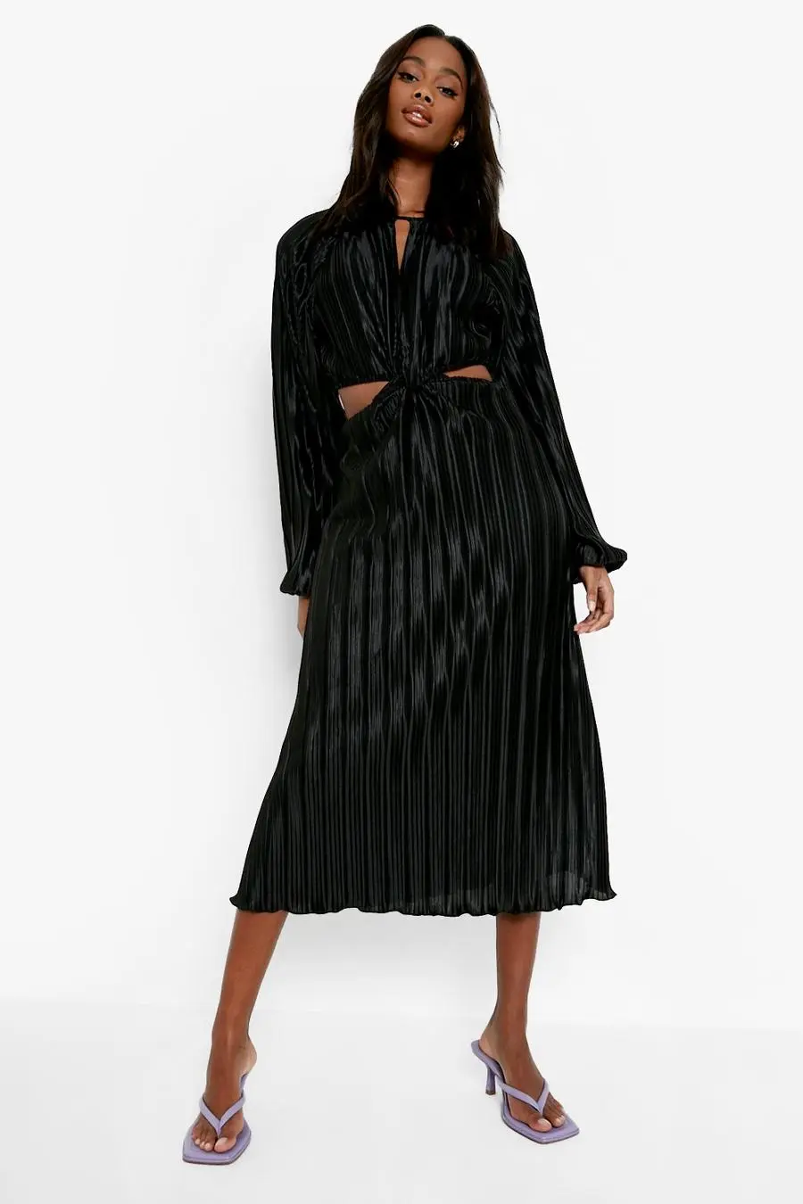 Plisse Twist Detail Midaxi Dress