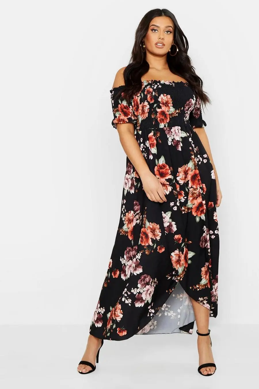 Plus Floral Off Shoulder Maxi Dress