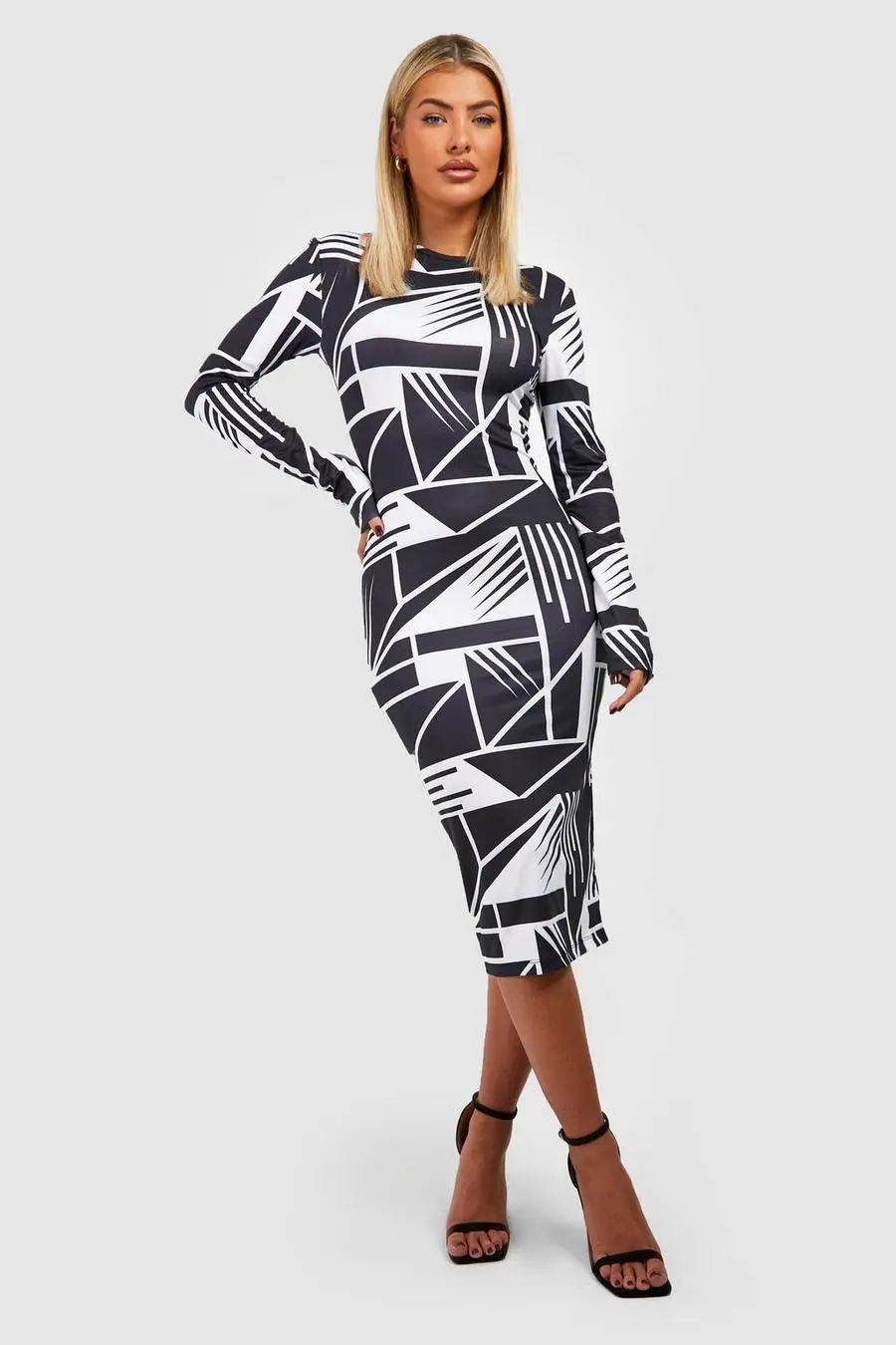 Recycled Slinky Geo Midi Dress