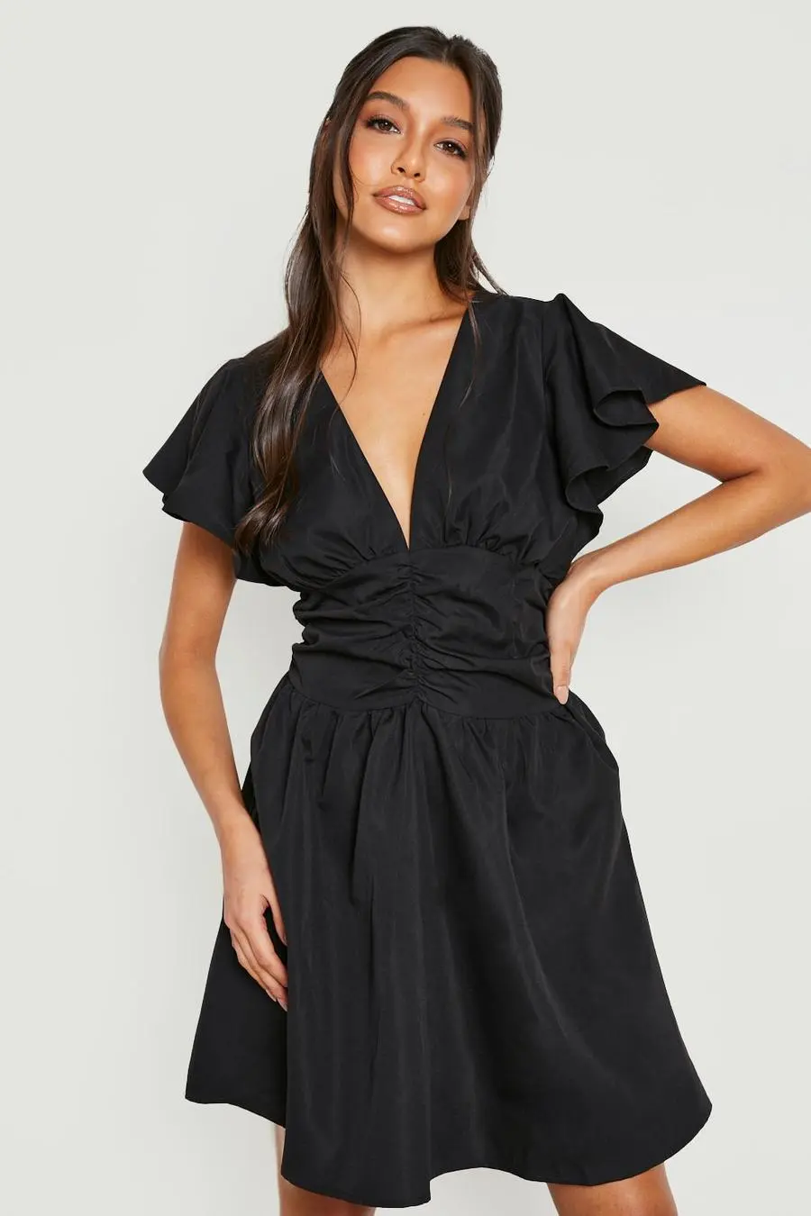 Ruffle Sleeve Cotton Skater Dress