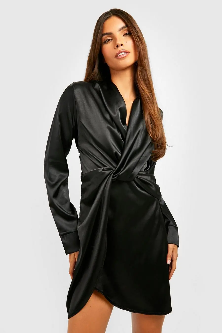 Satin Twist Front Dress