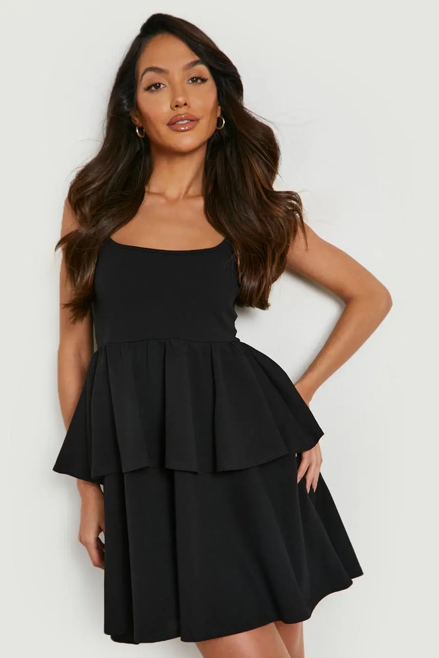 Strappy Ruffle Scuba Skater Dress