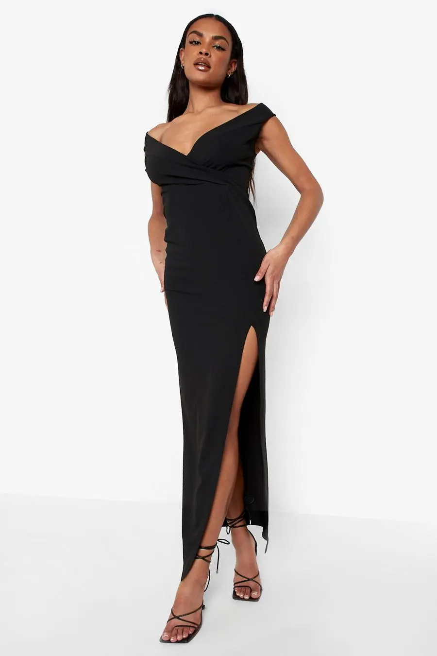 Wrap Off The Shoulder Maxi Bridesmaid Dress