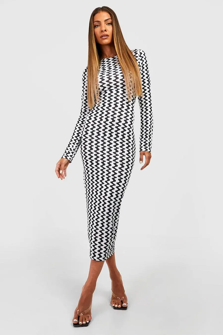 Slinky Wave Print Midaxi Dress