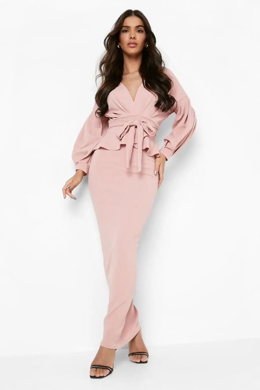 Off The Shoulder Peplum Maxi Dress