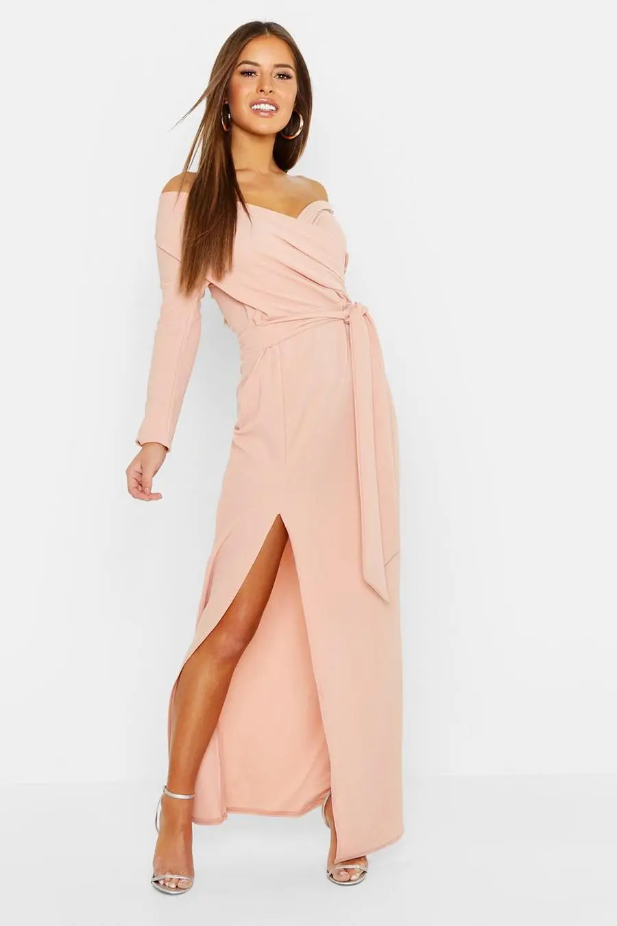 Petite Off The Shoulder Split Maxi Dress