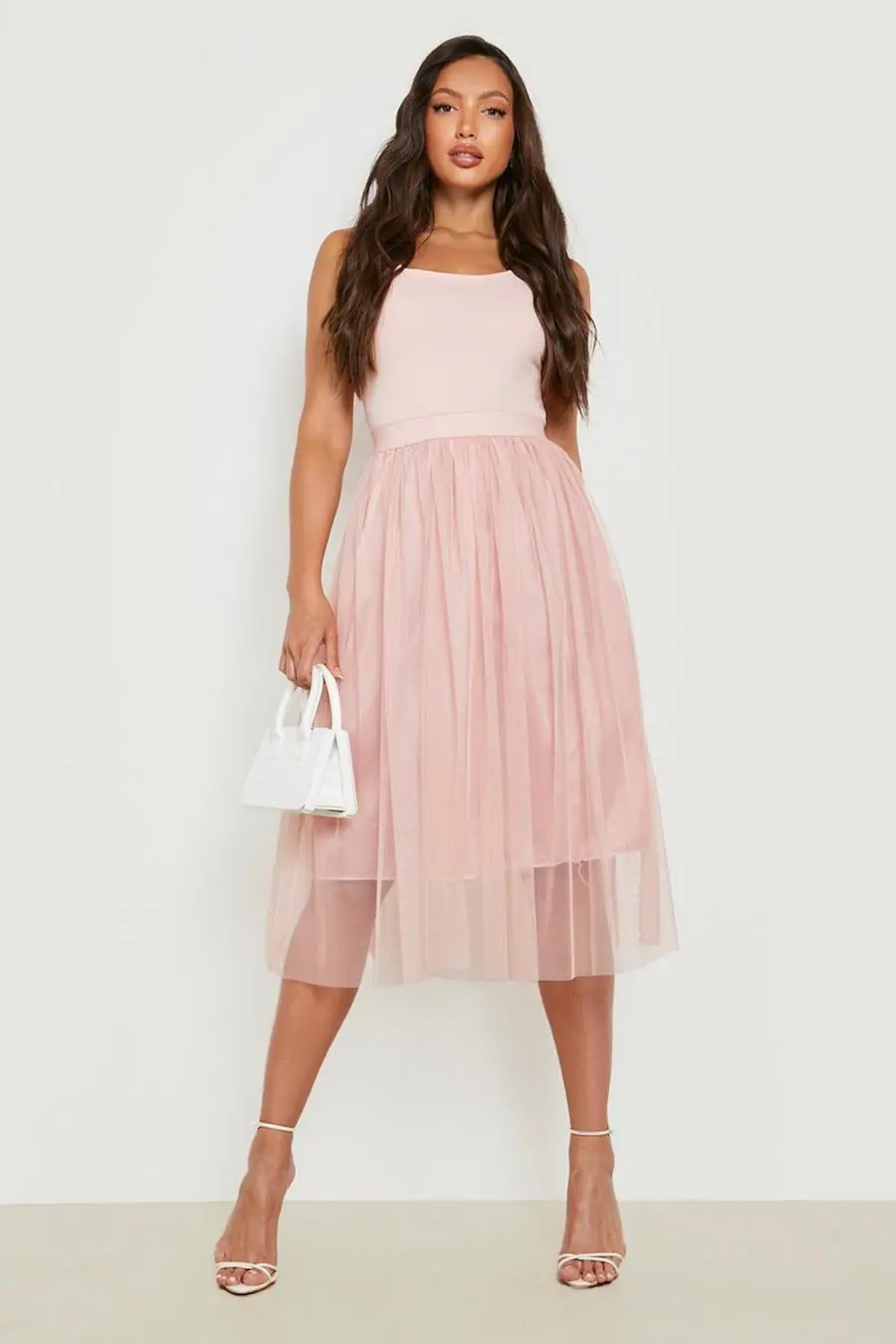 Tall Boutique Tulle Mesh Midi Dress