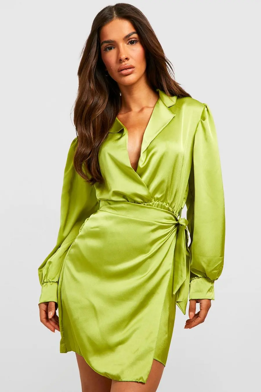 Satin Wrap Skater Dress