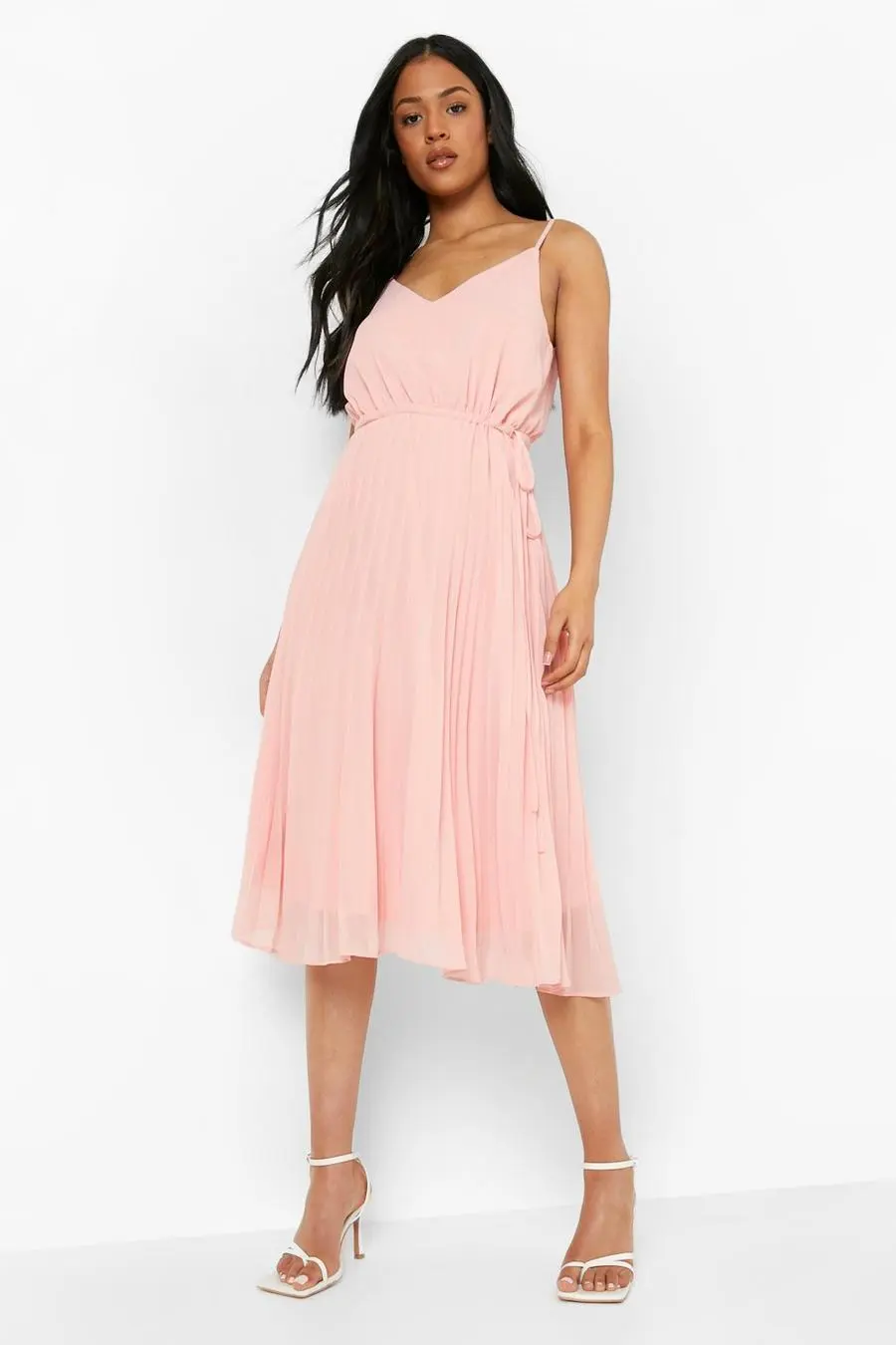Tall Pleated Strappy Occasion Midi Dress