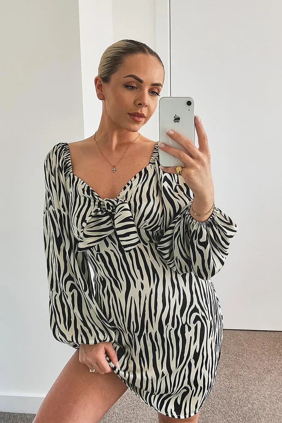 Zebra Print Volume Sleeve Dress