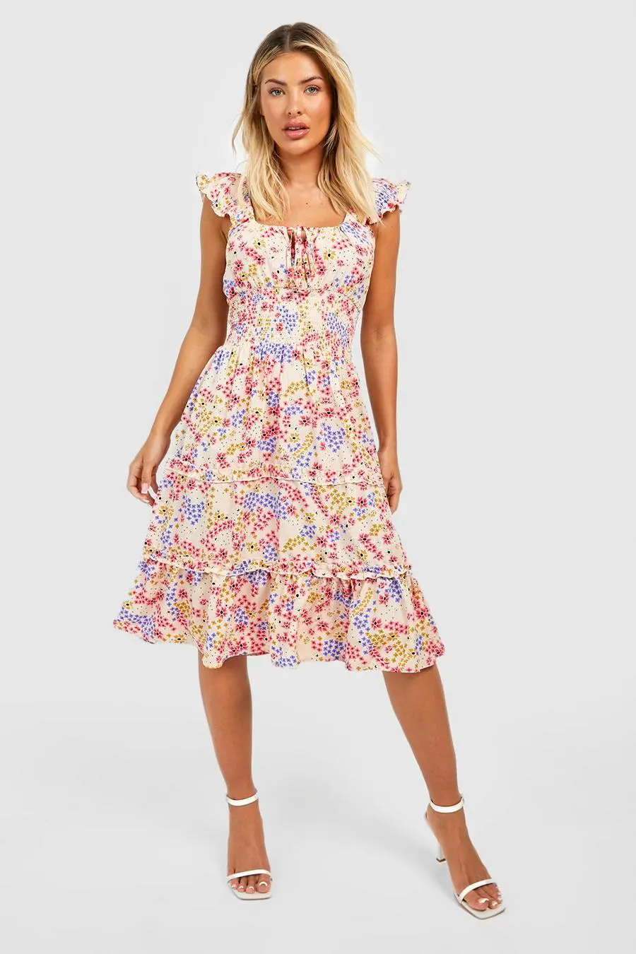 Ditsy Floral Tiered Midi Dress