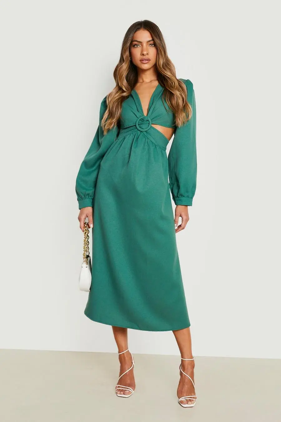 Cut Out Belted Midi Dress