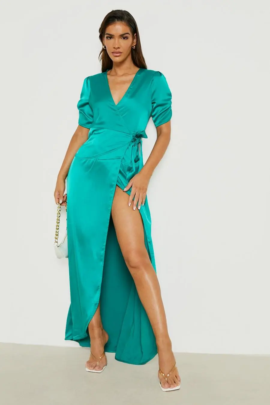 Satin Wrap Maxi Dress