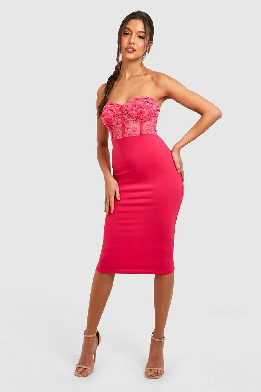 Lace Bandeau Midi Dress