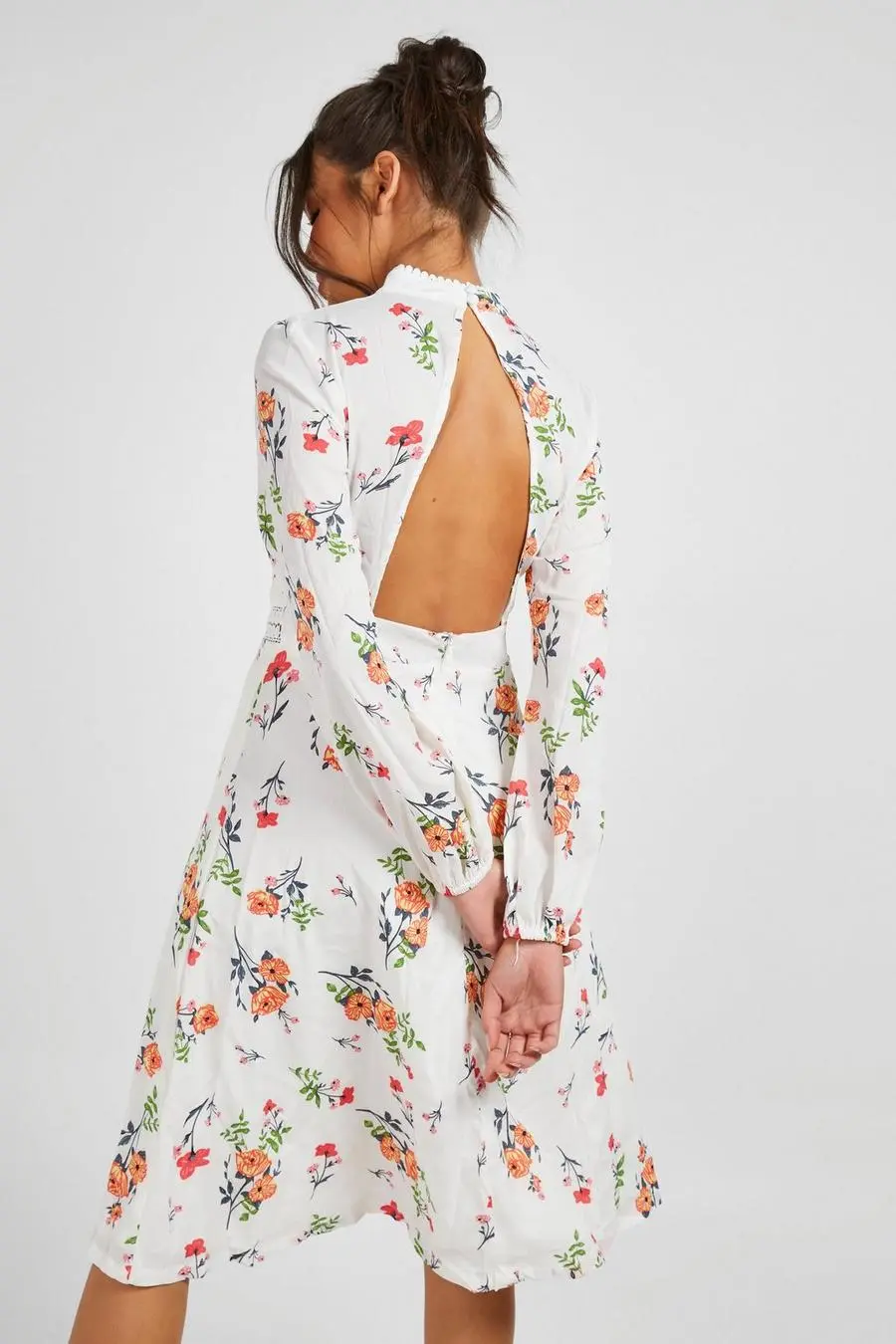Boutique Floral Long Sleeve Skater Dress