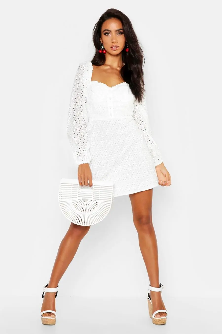 Eyelet Sweetheart Mini Dress