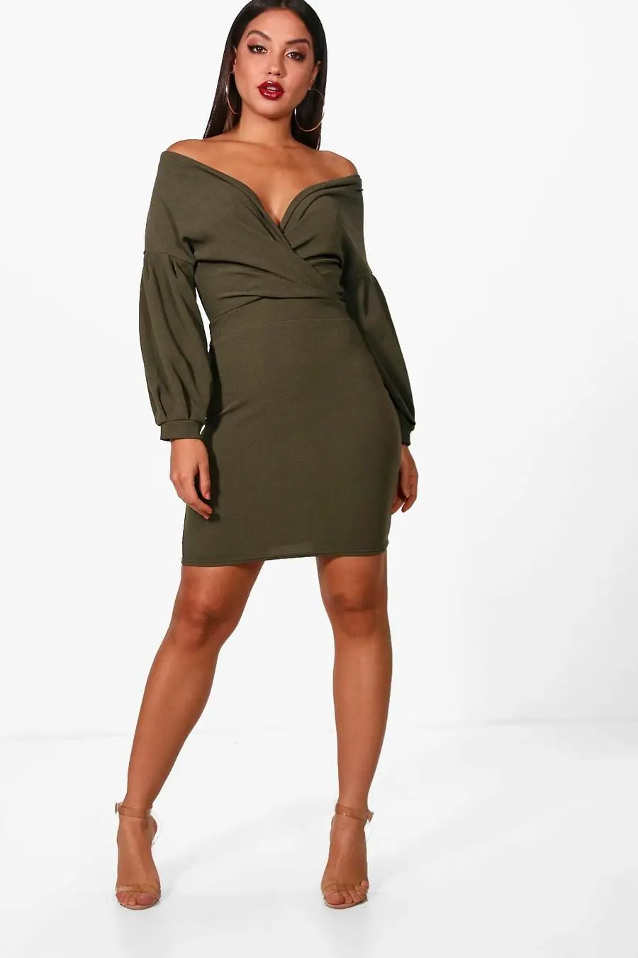 Off the Shoulder Wrap Bodycon Dress