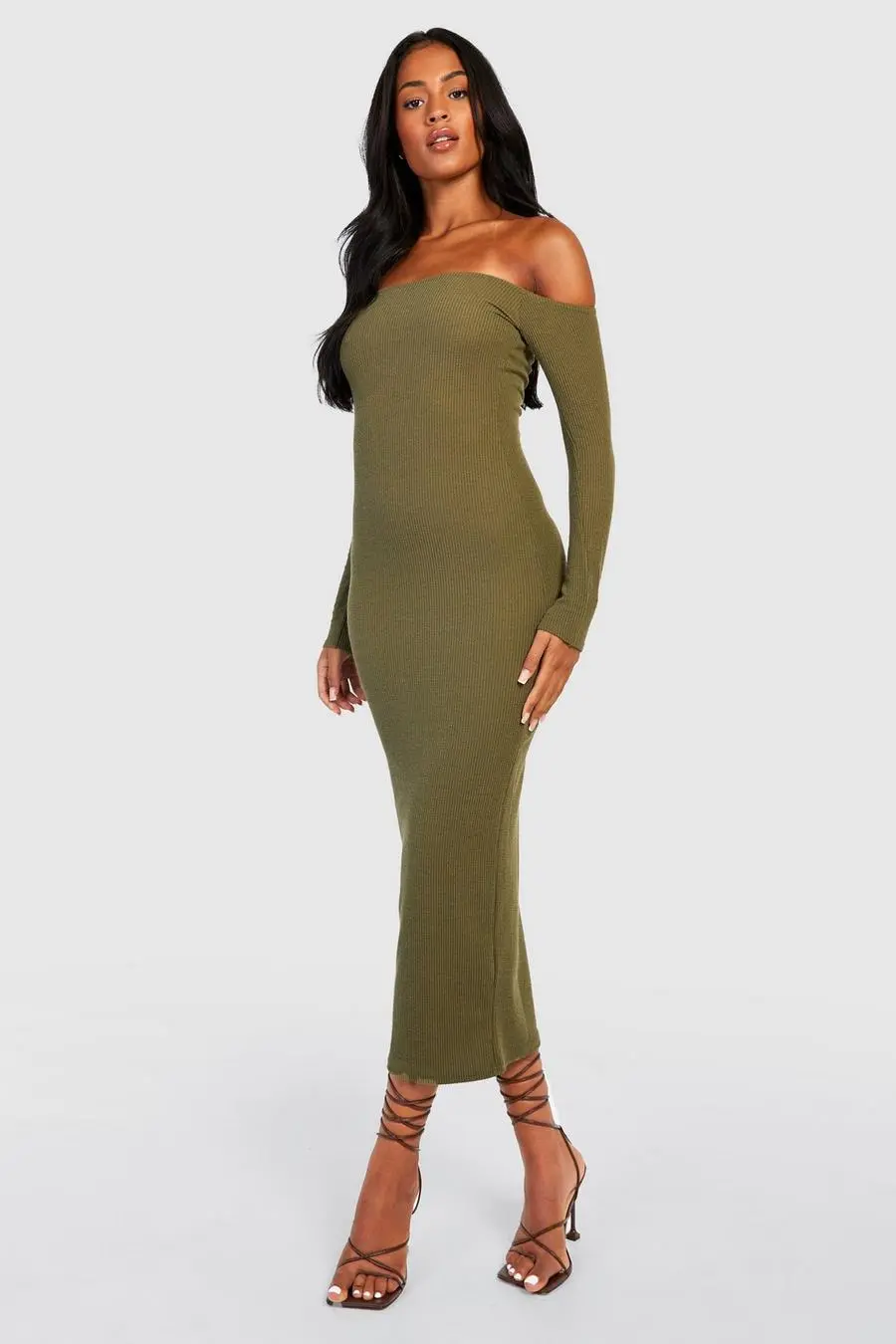 Tall Ripple Rib Off The Shoulder Dress