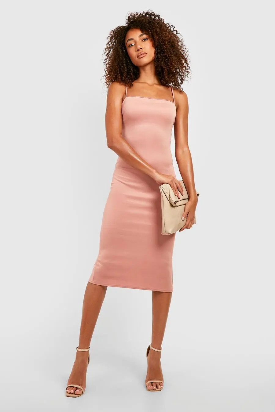 Tall Strappy Square Neck Bodycon Midi Dress
