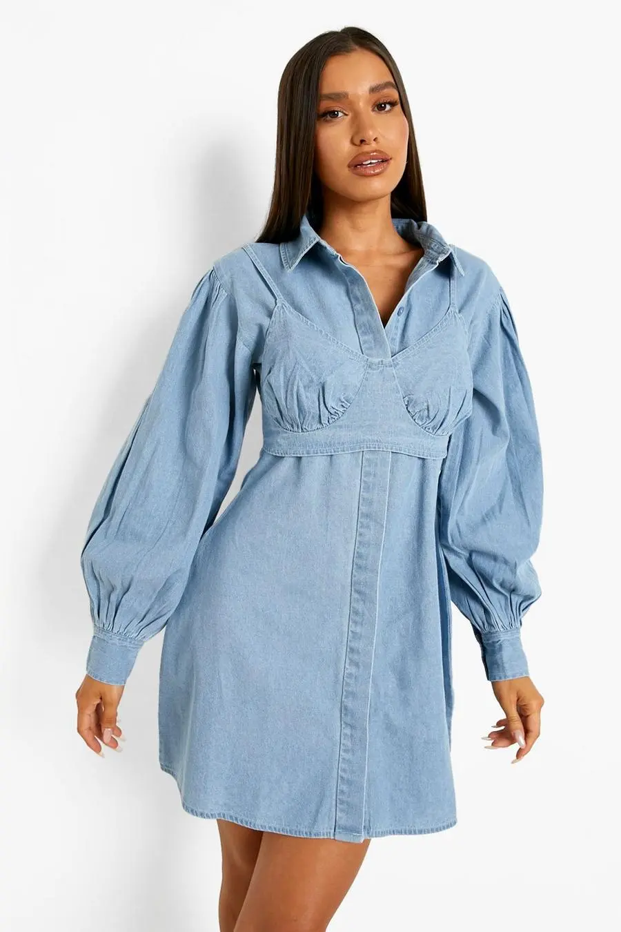 Bralette Overlay Shirt Dress