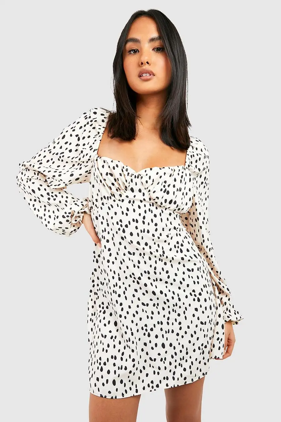 Polka Dot Cup Detail Mini Dress