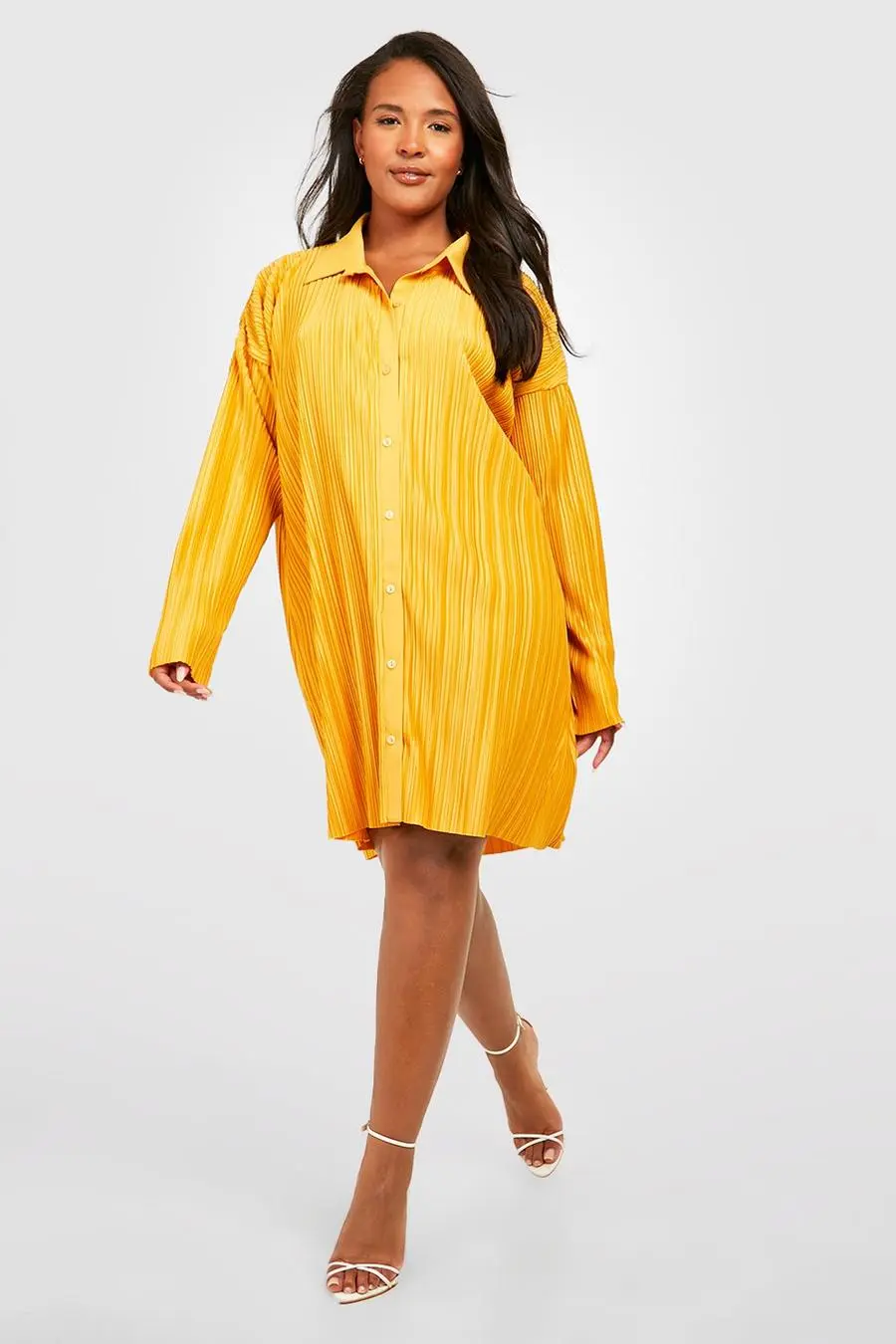 Plus Plisse Shirt Dress
