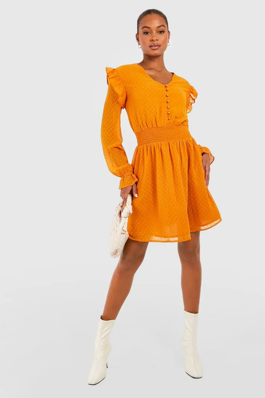 Tall Dobby Ruffle Skater Dress