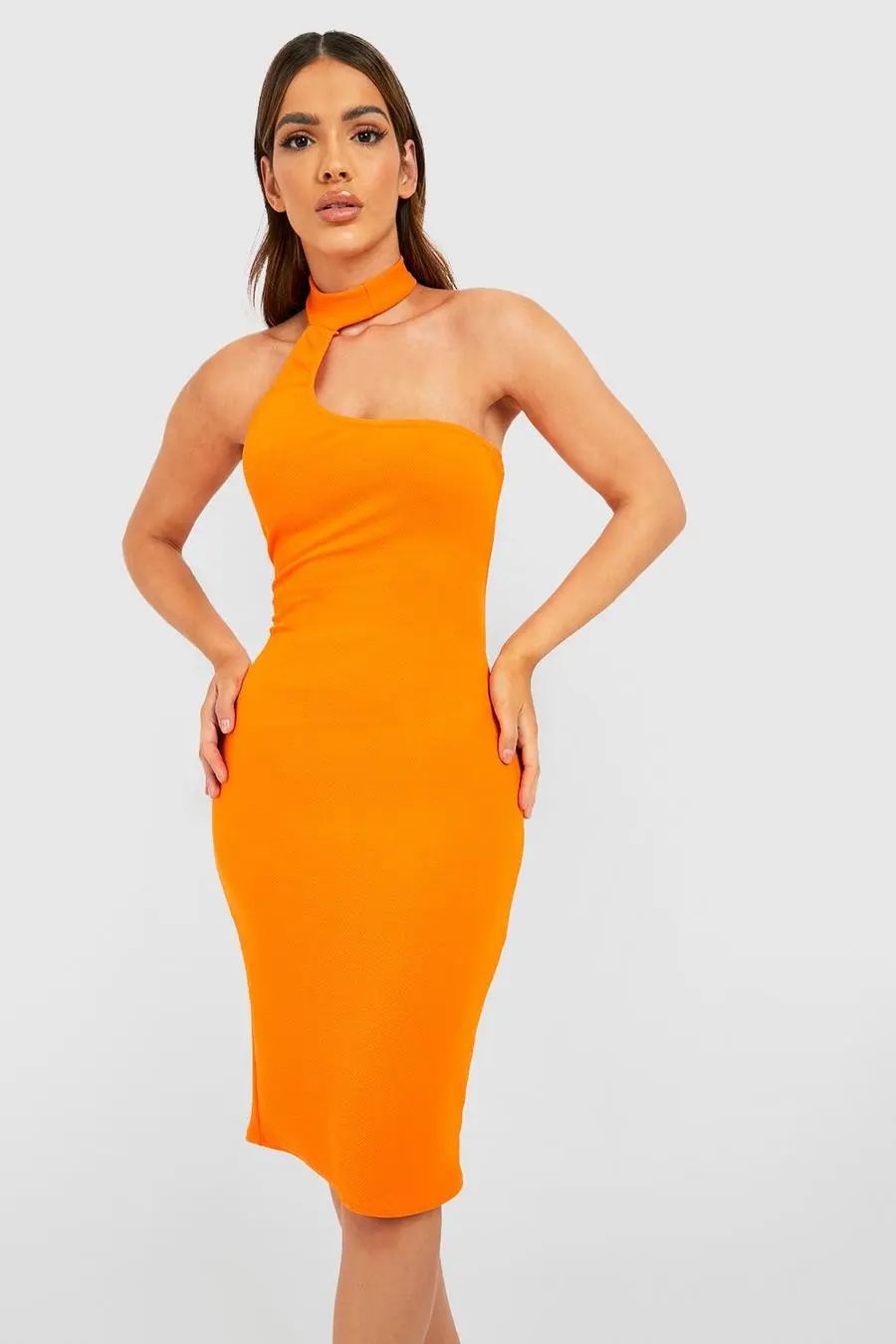 High Neck Cut Out Midi Dress