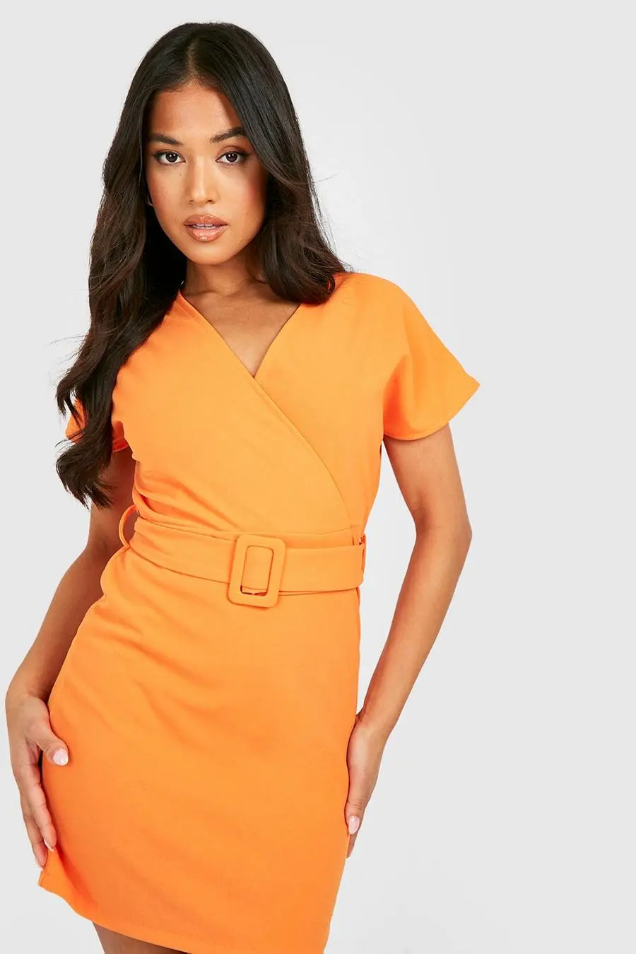 Petite Off The Shoulder Belted Skater Dress