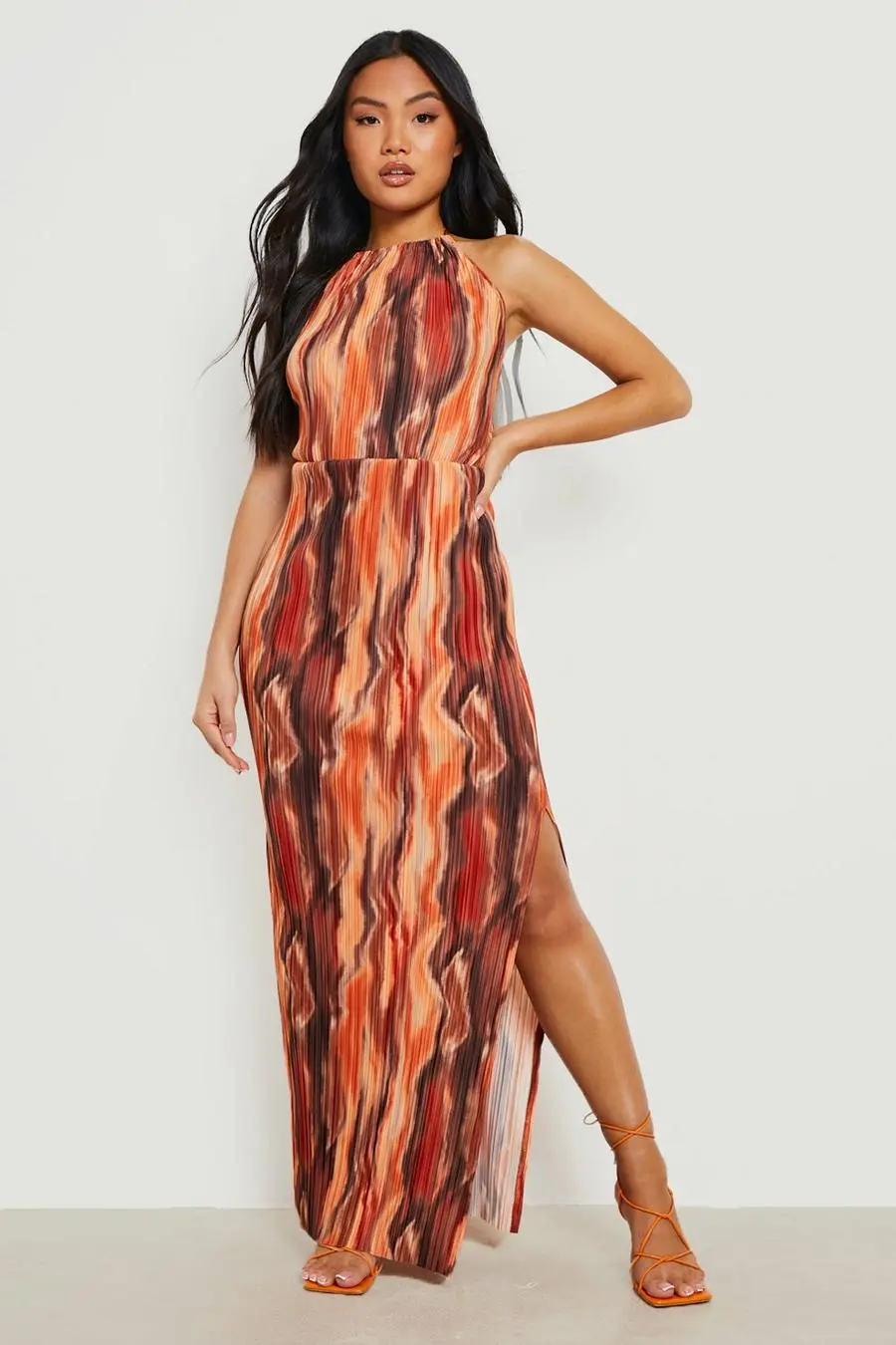 Petite Printed Plisse Maxi Dress