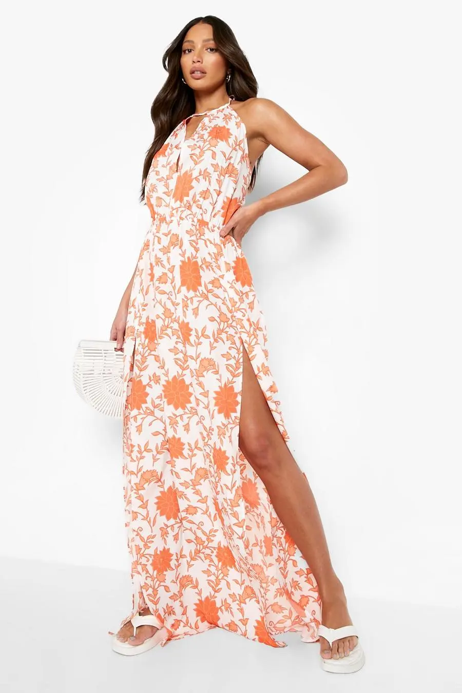 Tall Floral Backless Maxi Dress