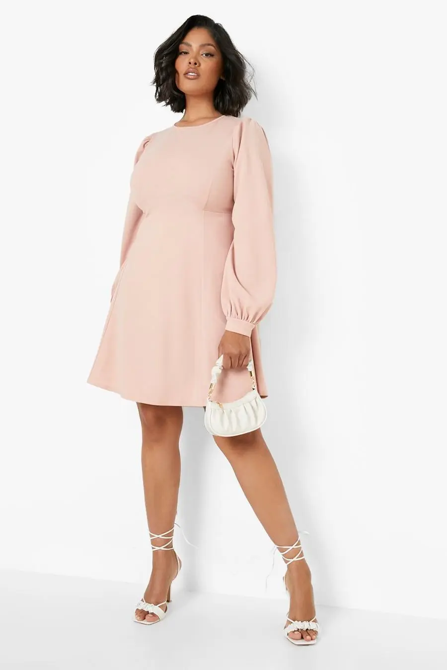 Plus Blouson Sleeve Skater Dress