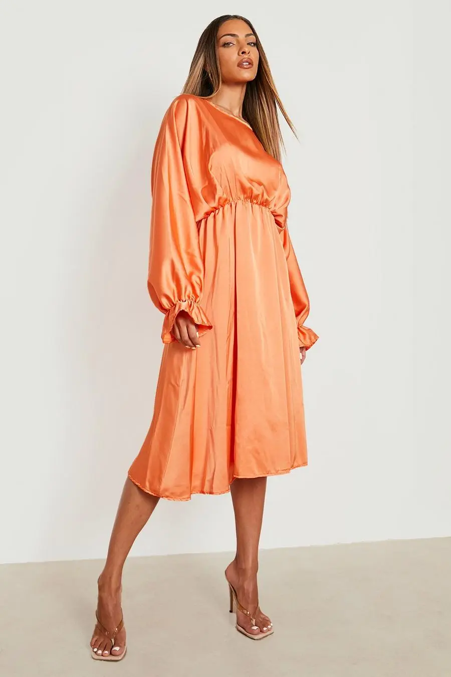 Satin Batwing Midi Dress