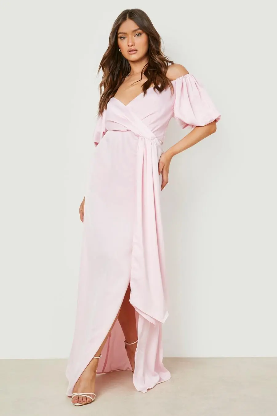 Off The Shoulder Puff Sleeve Maxi Dress