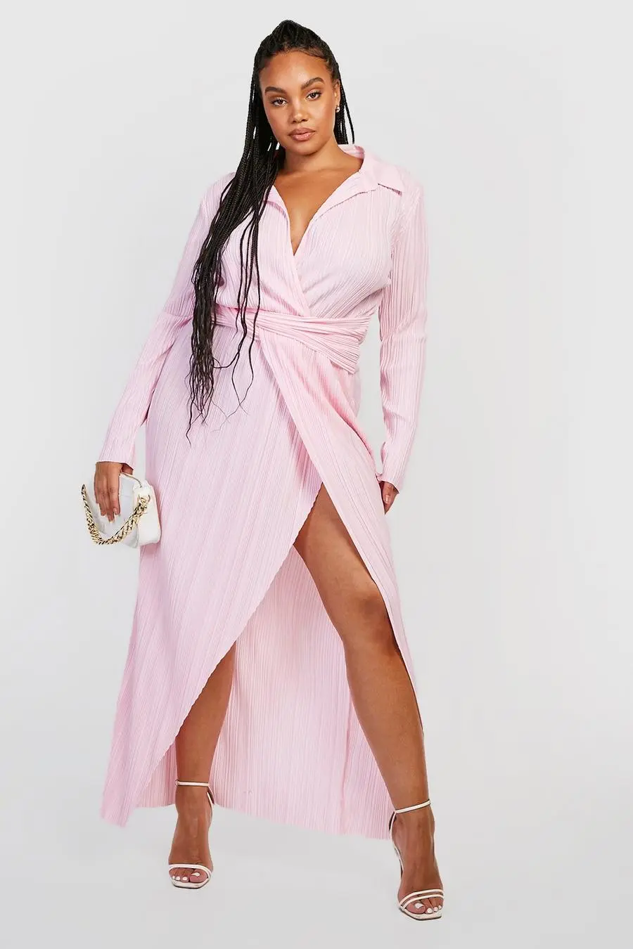 Plus Plisse Twist Belt Maxi Dress