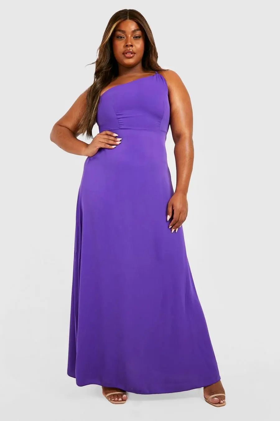 Plus Satin Asymmetric Occasion Maxi Dress