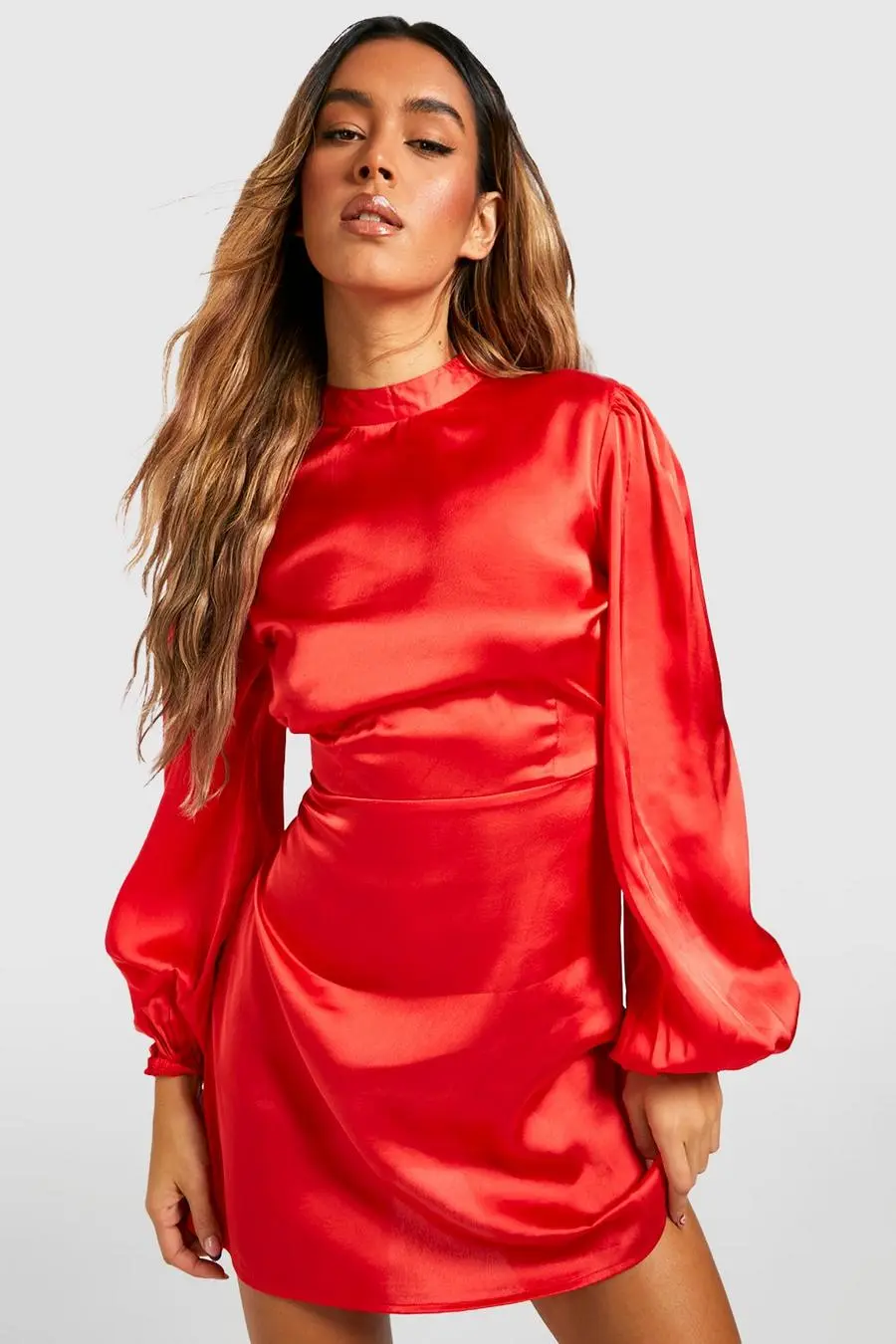 The Satin Open Back Mini Dress