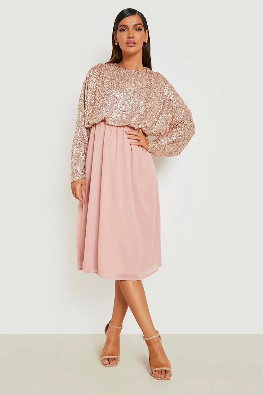 Sequin Batwing Midi Bridesmaid Dress