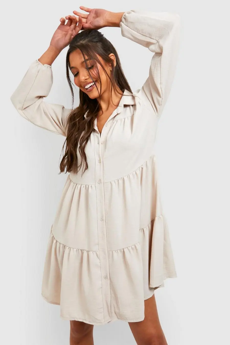 Tiered Smock Shirt Dress